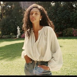 DOEN Jane Blouse in Blue Picnic